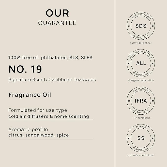 VINEVIDA [128 Fl Oz] Caribbean Teakwood Fragrance Oil for Cold Air Diffusers, Essential Oils for Diffuser Oil Refill & Air Freshener Room Spray