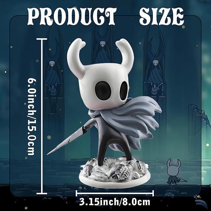 Knight Figure Statue, Hollow Knight Merch Action Figure, Home Decor Cartoon Collectible Figurine, Car Dashboard Ornament Cute Figure Collectible, Popular Game Gift for Enthusiasts. (Knight)