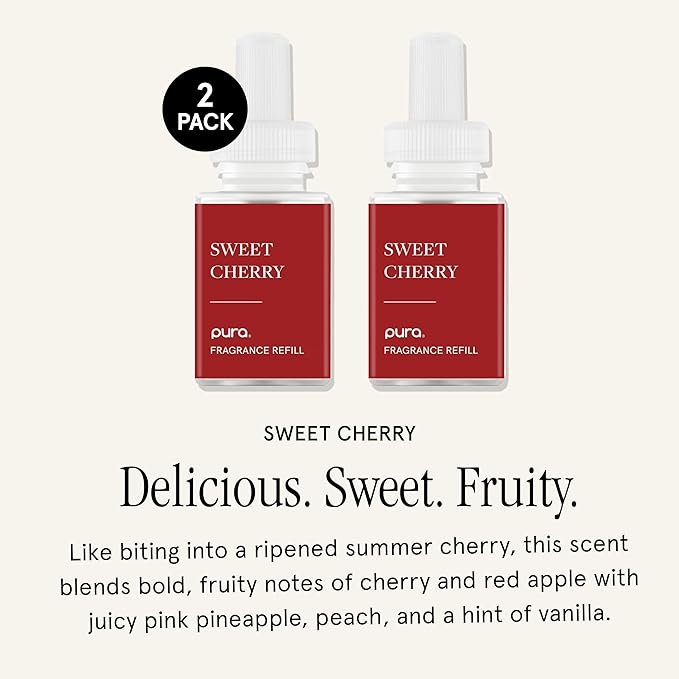 Pura Smart Home Scent Refill - Long-Lasting Premium Fragrance per Refill - Clean Diffuser Fragrance for Home, Office & Apartment - 2 Pack, Sweet Cherry