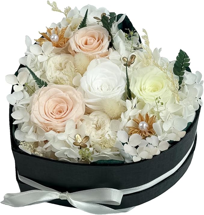 Preserved Roses Heart Shape Box Valentines Day Gifts for Her Mothers Day Forever Flowers (Multicolor-Pink, One Size)