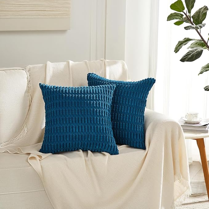 Fancy Homi 4 Packs Decorative Throw Pillow Covers for Living Room Couch Bed, Modern Farmhouse Boho Home Décor Accent Cushion Case, 22" x 22" (Pack of 4), Teal