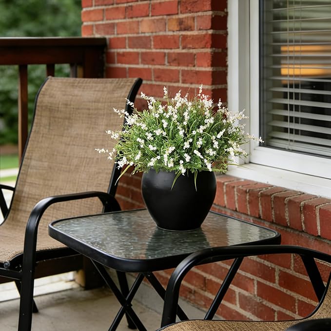 Hrobek Outdoor Faux Plants UV Resistant - 12 Bouquets Realistic Artificial Monkey Grass Greenery for Patio Garden Front Porch Decor Weatherproof Fake Plants for Outside