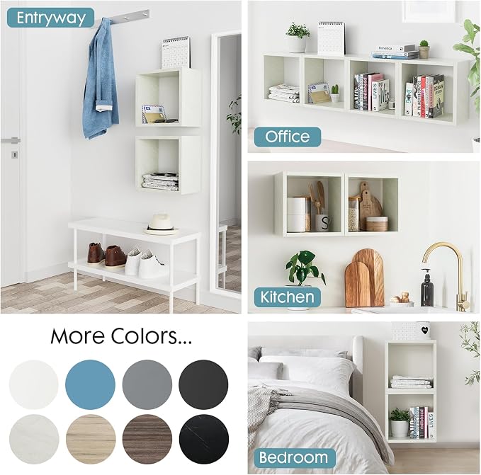 Kaboon Cube Floating Shelves Set2, Display Shelves Wall Mount 7.75" D x 12.5" W x 12.5" H, (Sea Salt, Square 2 Cubes)
