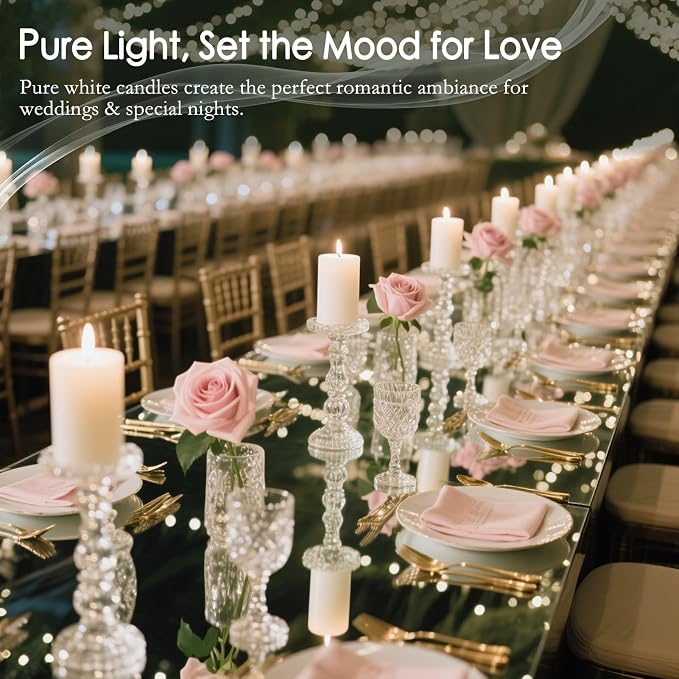 Pillar Candles 20 Pack, White Pillar Candle Bulk for Wedding | 2x4 Inch Unscented Clean Burn, Long Lasting, Smokeless & Smokeless, Candles Bulk Decor for Home Party Hurricane