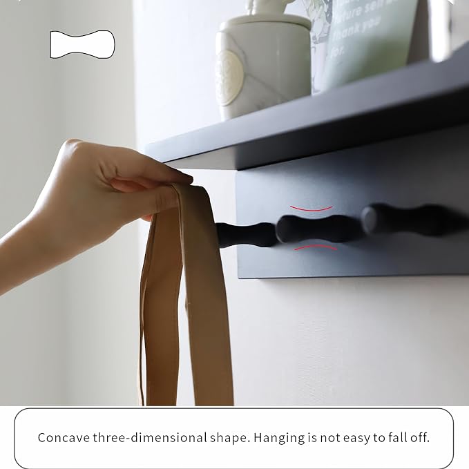 Entrance Coat Rack ，Coat Hooks, Wall-Mounted Wooden Hook Rack, Wall-Mounted Shelves are Very Suitable (Black Color Finish—A-2)