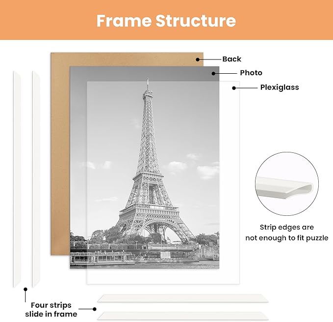 upsimples 20x30 Picture Frame White 3 Pack, Scratch-Proof Poster Frames 20 x 30 for Photo Gallery - Slide-In Strips, Horizontal or Vertical Wall Mounting