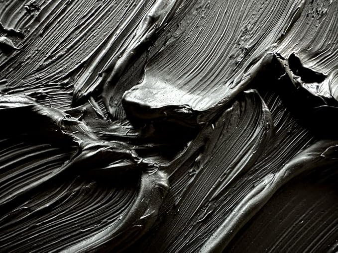 zoinart Hand Painted Thick Texture Black Minimalist Oil Painting Modern Contemporary Art 24x48 Inches Oil on Canvas Abstract Black Textured Wall Art Home Decoration
