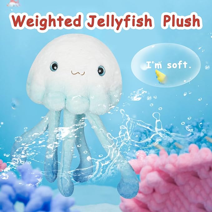 Niuniu Daddy 23" | 3.3 Pound Weighted Jellyfish Plush for Kids Adults, Cute Jellyfish Weighted Stuffed Animals, Chubby Body Pillow Plush Animal Toys for Sleeping for Present Birthday Christmas Holiday