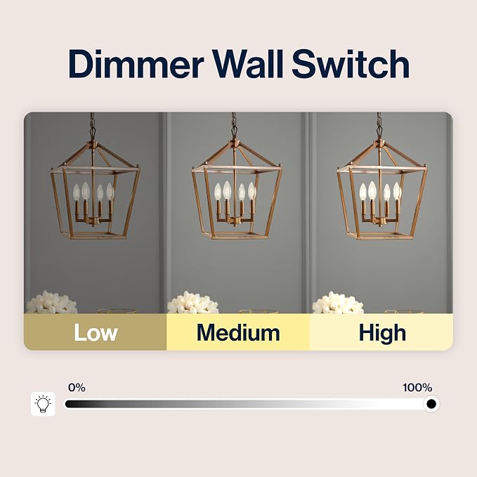 JONATHAN Y 12" Antique Gold Lantern Pendant Light, 4-Light Pagoda Style Metal Cage Farmhouse Hanging Ceiling Fixture for Kitchen Island, LED Bulb Included (JYL7436B)