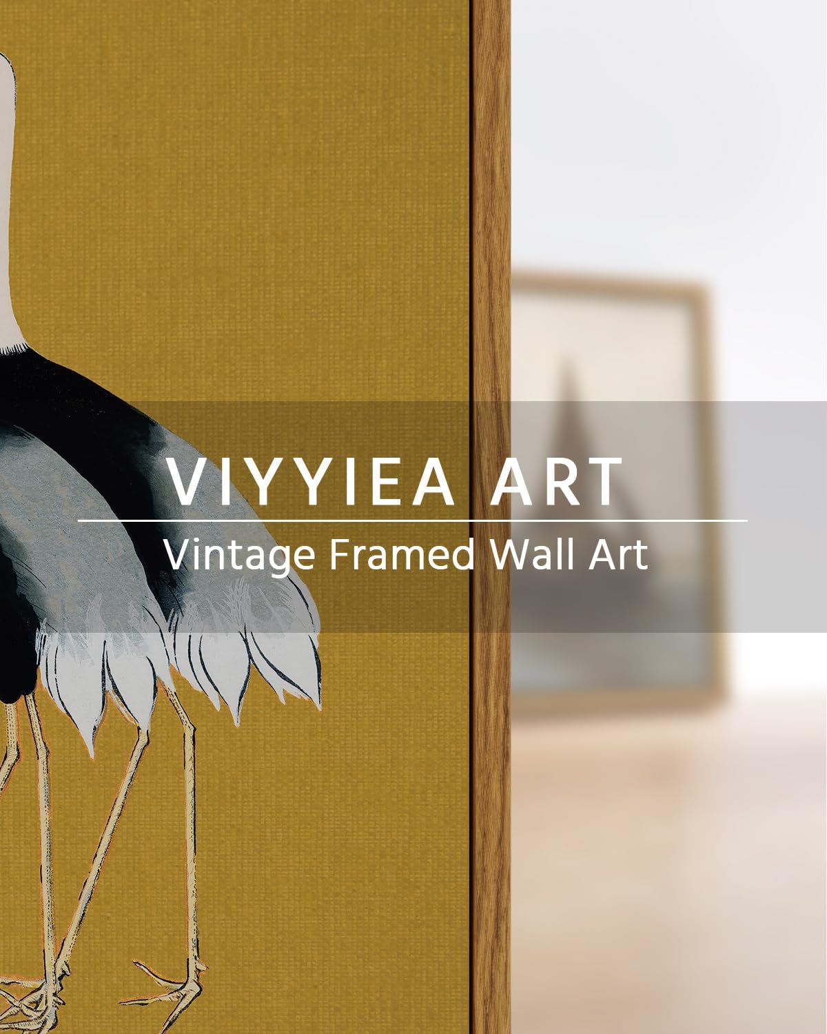 VIYYIEA Framed Wall Art Decor for Living Room Seven Cranes Art Wall Decorations Canvas Prints Vintage Painting Pictures Rustic Bathroom Decor Farmhouse Artwork for Bedroom Kitchen Office - 36L x 24W