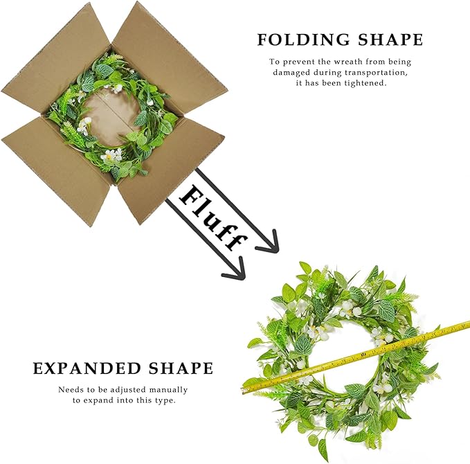 20 Inch Wreaths for Front Door, Spring Summer Flower Wreath - White Pear Blossoms Artificial Flowers for Easter, Home Decor, Farmhouse Wall, Porch, Front Door Decorations