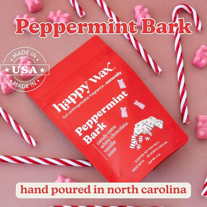 Happy Wax Holiday Treats Collection Scented Natural Soy Wax Melts – 6 Total Oz. of Scented Wax Melts, Collection Includes Peppermint Bark, Gingerbread, and Snickerdoodle