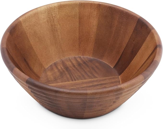Ironwood Gourmet Acacia Wood Salad Bowl, Large 12" x 5" Beehive Style Fruit and Salad Serving Bowl