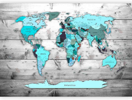 artgeist Premium Wall Mural World Map 118x83 in - XXL Non-Woven Wallpaper Fleece Wall Decor Photo Print Picture Image Design Home Map of The World k-B-0009-a-d