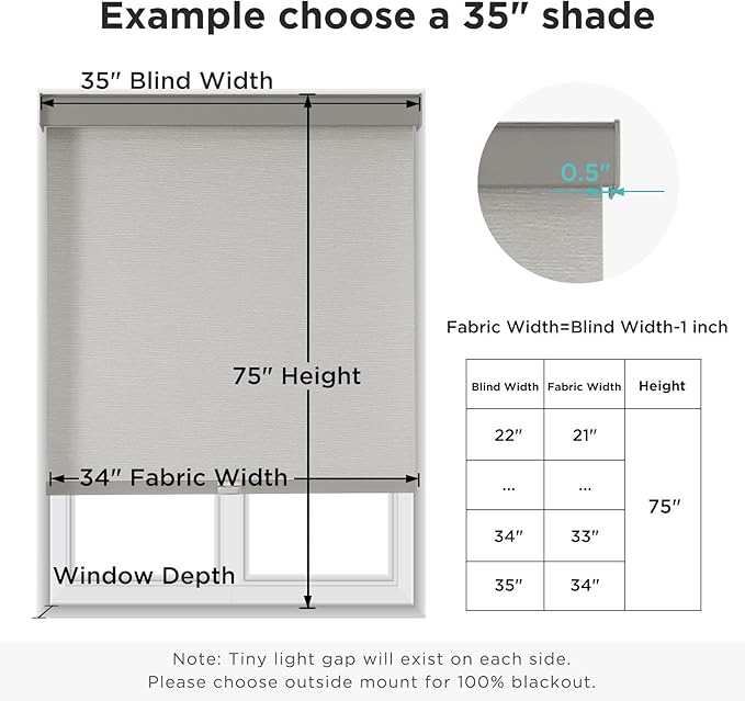 Joydeco 100% Blackout Roller Shades (Pro), Free-Stop Cordless Blinds for Windows, UV Protection, Natural Woven Blinds for Home and Office, Light-Proof Aluminum Cover (Light Grey, 54" W x 75" H)