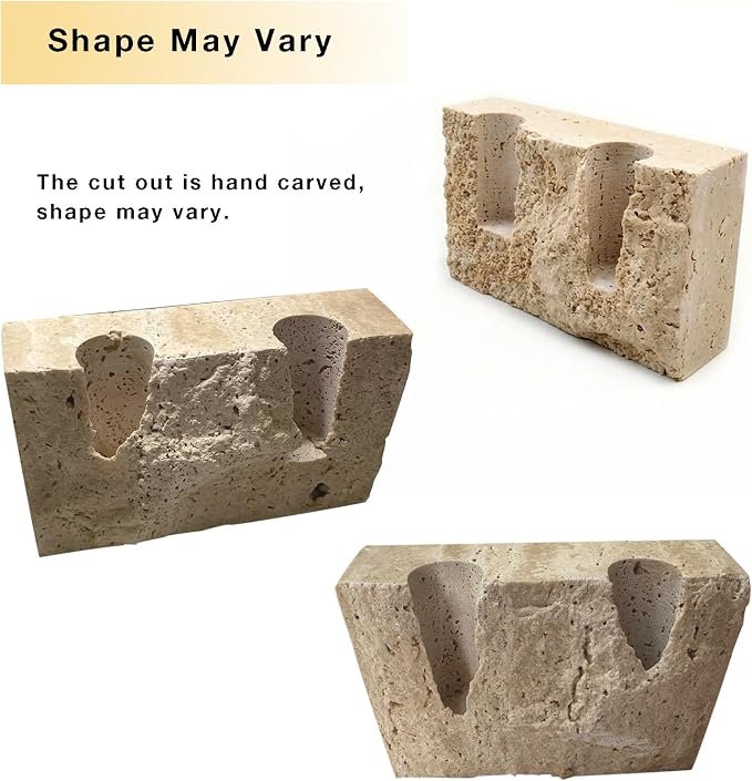 Marble Taper Candle Holder,Travertine Stone Candlestick Holder, Beige