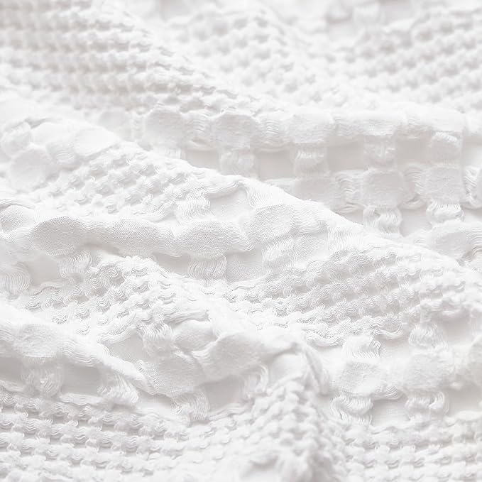 PHF 100% Cotton Waffle Body Pillowcase with Zipper, 1 Pack 20" x 54" Soft Skin-Friendly Pillow Sham, No Filling, Aesthetic Woven and Breathable Waffle Weave Body Pillow Cover for Bed, White