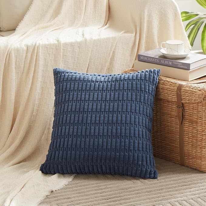Fancy Homi 4 Packs Decorative Throw Pillow Covers for Living Room Couch Bed, Modern Farmhouse Boho Home Décor Accent Cushion Case, 26" x 26" (Pack of 4), Dusty Blue
