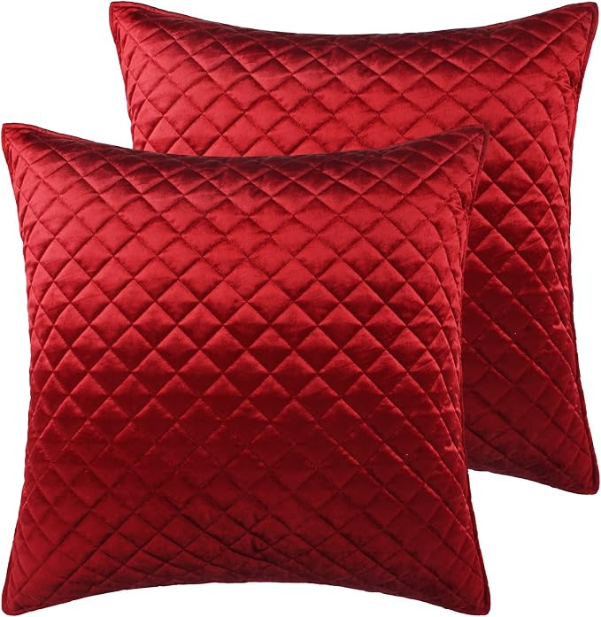Levtex Home - Red Velvet - Euro Sham - Velvet- Red - (26x26in.), No Insert - Polyester