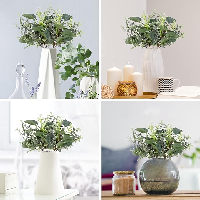 ZeKonan 40 Pcs Artificial Greenery Eucalyptus Stem Silver Dollar Leaves Baby Eucalyptus Leaves Suitable for Family Wedding Vase Centerpieces Bouquet Flower Arrangement