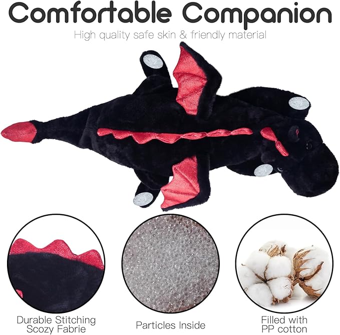 ARELUX Giant 50in 3Lb Big Black Dragon Large Stuffed Animals Cute Plush Toy Fuzzy Jumbo Dinosaur Pillow Plushies with Wings Cuddly Soft Green Pterosaur Plushie Gifts for Friends Family