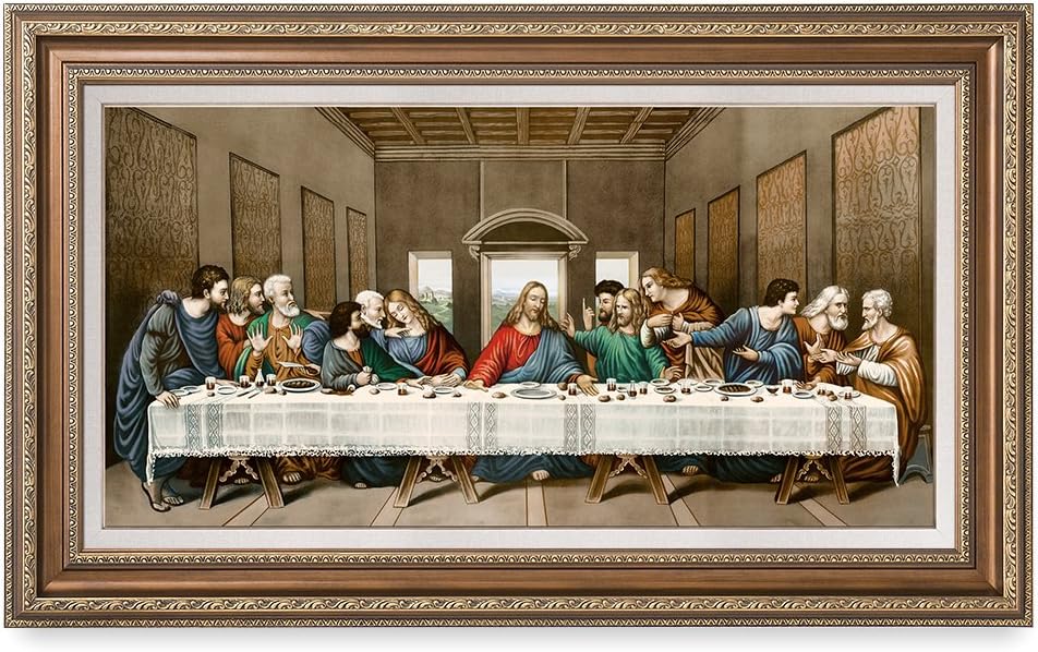 DECORARTS -The Last Supper, Leonardo da Vinci Classic Art Reproductions. Giclee Print& Museum Quality Framed Art for Wall Decor. 30x16, Framed size: 35x21