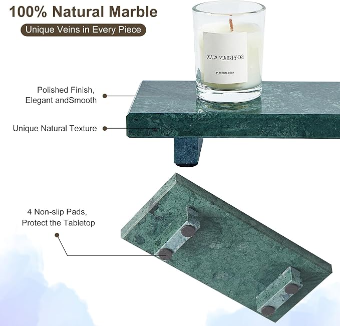 Natural Marble Tray Pedestal Stand – Soap & Jewelry Riser for Bathroom Counter, Kitchen Sink, Vanity Organizer, Decorative Stone Catchall for Perfume, Candles