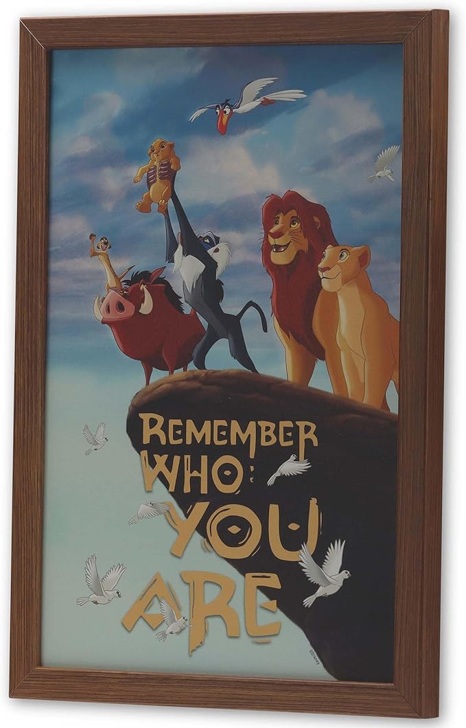 Disney The Lion King Remember Who You Are Framed Wood Wall Decor - Inspirational Pride Rock Wall Art for Home