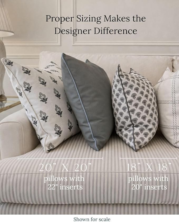 Jillien Harbor The Oliver Patterned Throw Pillow Cover–Blockprint Style Leaf Pillow Print Polycotton Designer Accent for Modern Country Decor, Decorative Use, Fits 20 Inch Insert, 18 x 18 Inch, Brown