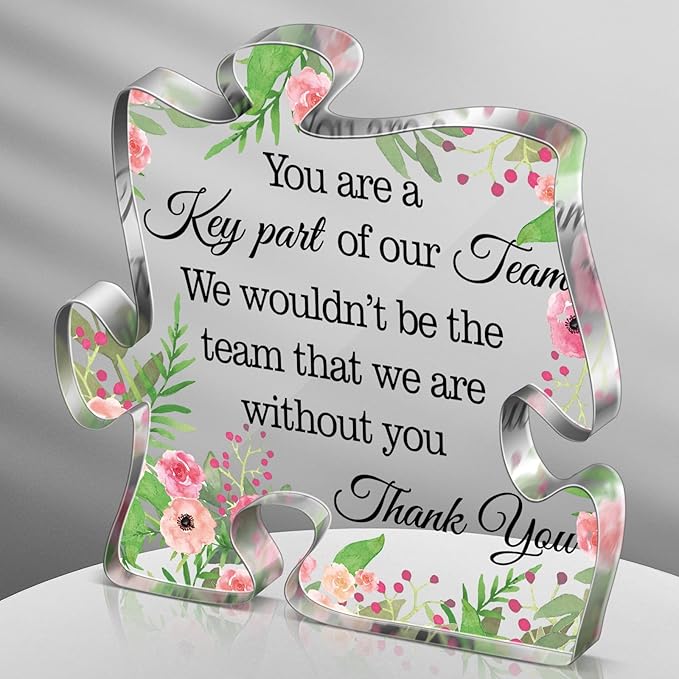 Yinder Thank You Gifts for Women Appreciation Gifts for Coworker Employee Nurse Teacher Leader Boss Inspirational Quotes Acrylic Desk Decor for Home Office Farewell Retirement
