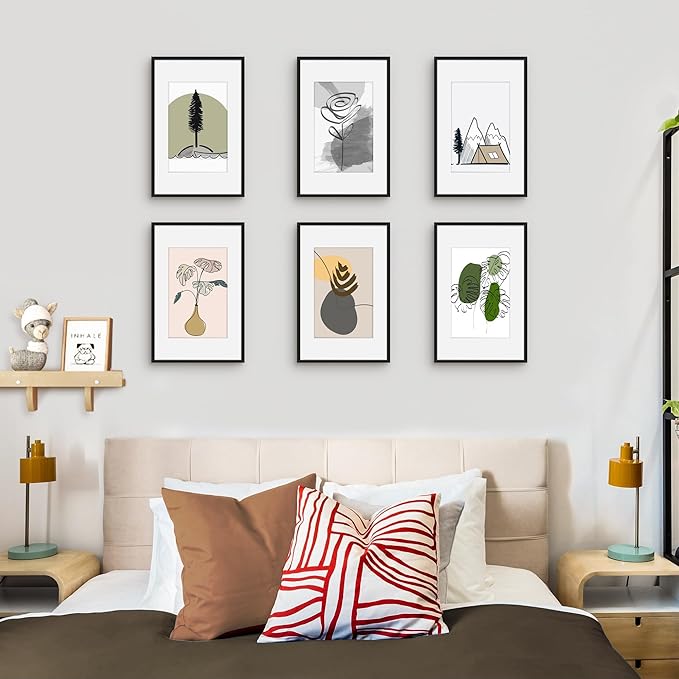 Picrit 11x17 Picture Frame Set of 12, Display 8x12 with Mat or 11x17 without Mat, Photo Frames for Wall Mounting Display, BLACK