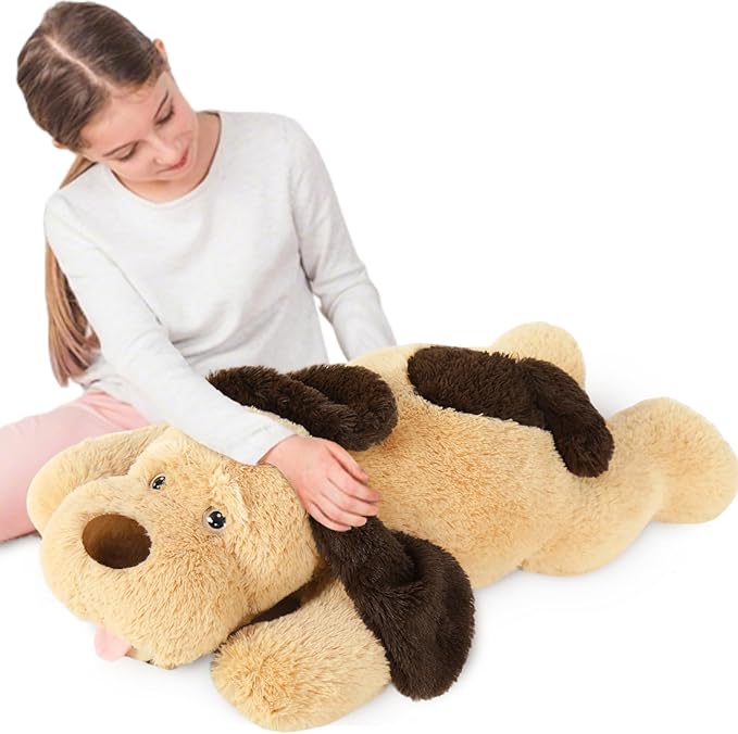 MorisMos Giant Dog Stuffed Animals, 31inch Large Dog Plush, Fluffy Soft Big Puppy Pillow Birthday Gift for Kids, Girls, Boys, Brown