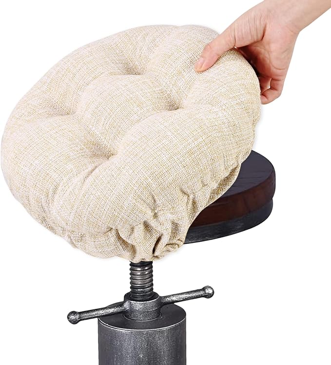 SINOSSO Modern Bar Stool Cushion Dia.12, Fashion Interweaving Design Anti-Skid Silicone Round Stool Seat Cushion Cover Padded (Beige, S,1)