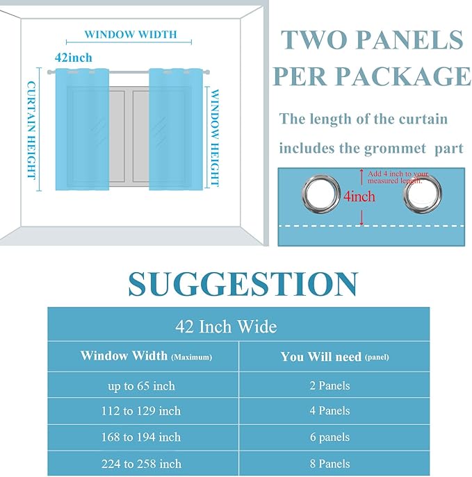 Ombre Orange and Blue Blackout Curtains 45 Inch Length 2 panels, Full Room Darkening Curtains for Bedroom, Thermal Insulated Gradient Drapes, Full Light Blocking Curtains with Grommet, 42x45 Inch