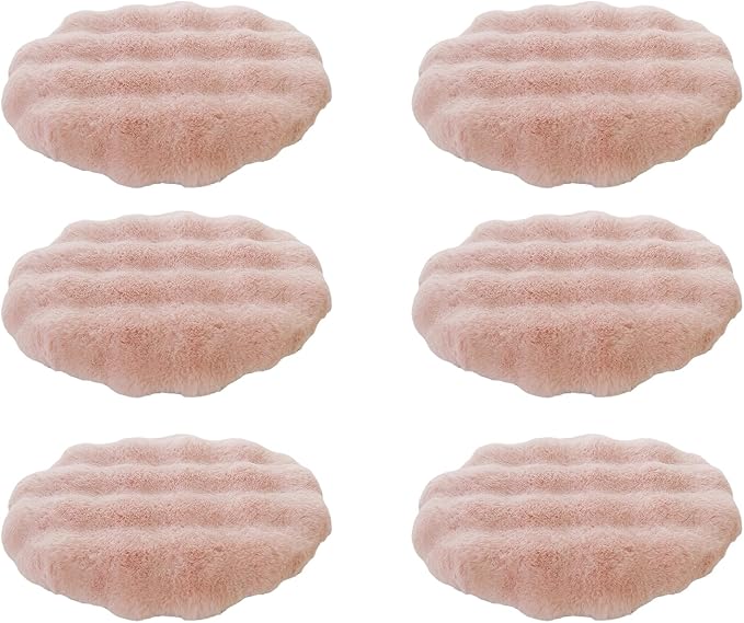 Lifup 6 Pack Round Chair Pads Memory Foam Seat Cushion Soft Cozy Plush Non Slip Thick Pad with Ties and Removable Cover for Dining Room, Office Pink 16 x 16 Inch