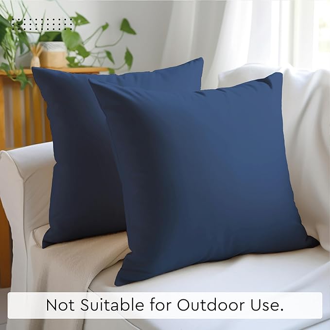 Encasa XO Throw Pillow Covers 18x18 in Set of 2 Cobalt Blue | No Inserts | Cotton Pillow Covers for Living Room, Bed, Sofa, Couch | Decorative Cushion Covers with Improved Zipper