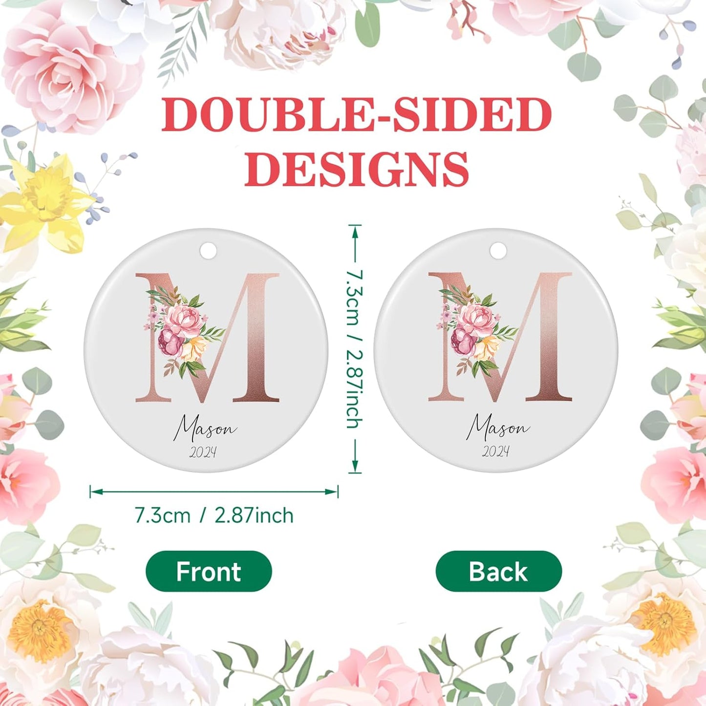 Letter Name Ornament, Personalized Christmas Ornaments 2025, Custom Initial A-Z Monogram Ornament, Family Keepsake Customized