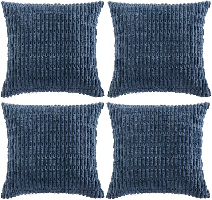 Fancy Homi 4 Packs Decorative Throw Pillow Covers for Living Room Couch Bed, Modern Farmhouse Boho Home Décor Accent Cushion Case, 16" x 16" (Pack of 4), Dusty Blue