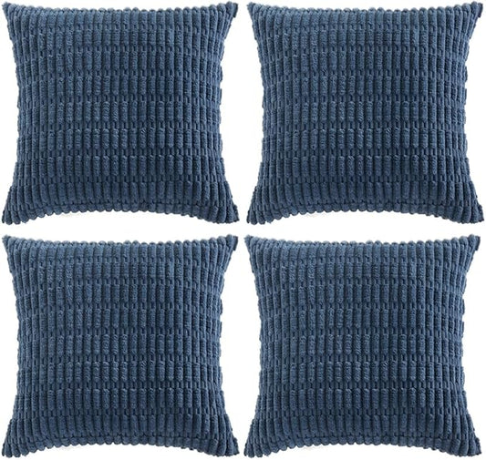 Fancy Homi 4 Packs Decorative Throw Pillow Covers for Living Room Couch Bed, Modern Farmhouse Boho Home Décor Accent Cushion Case, 18" x 18" (Pack of 4), Dusty Blue