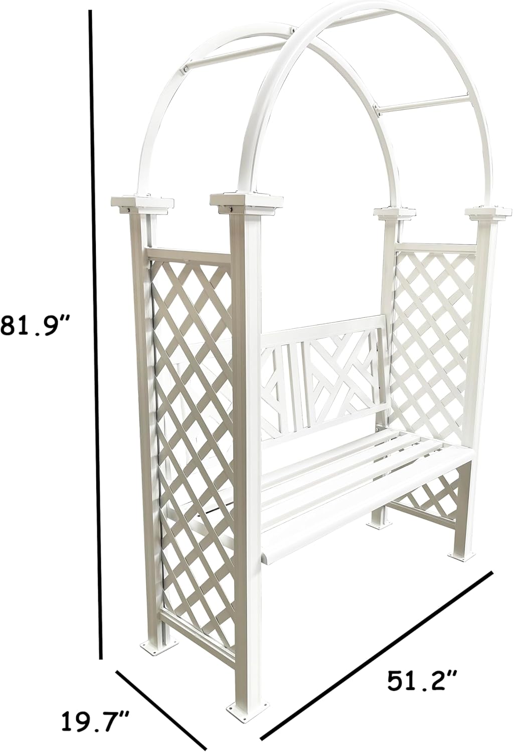 White Aluminum Garden Arbor Arch with 2-Seater Bench