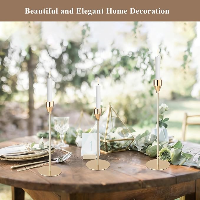 Gold Candlestick Holders Bulk, Set of 27 Taper Candle Holders for Table Centerpiece, Candle Sticks Holders Stand Candelabra Candle Holder for Wedding Dinning Home Decor
