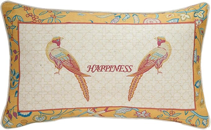 patdrea French Vintage Linen Throw Pillow Cover,12"x20"-Magnolia C | Elegant Decorative Pillow Case with Zipper,Yellow Floral Pattern,Cushion Coverfor Couch Living Room Bedroom Sofa
