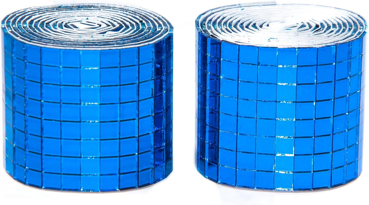 Self Adhesive Disco Ball Mirror Tiles, 3200 Pieces, 5 x 5 mm, Blue, Geometric, Multi-Surface, Vinyl, Modern, DIY Craft, Outdoor, Roll, Square, Mosaic Tiles