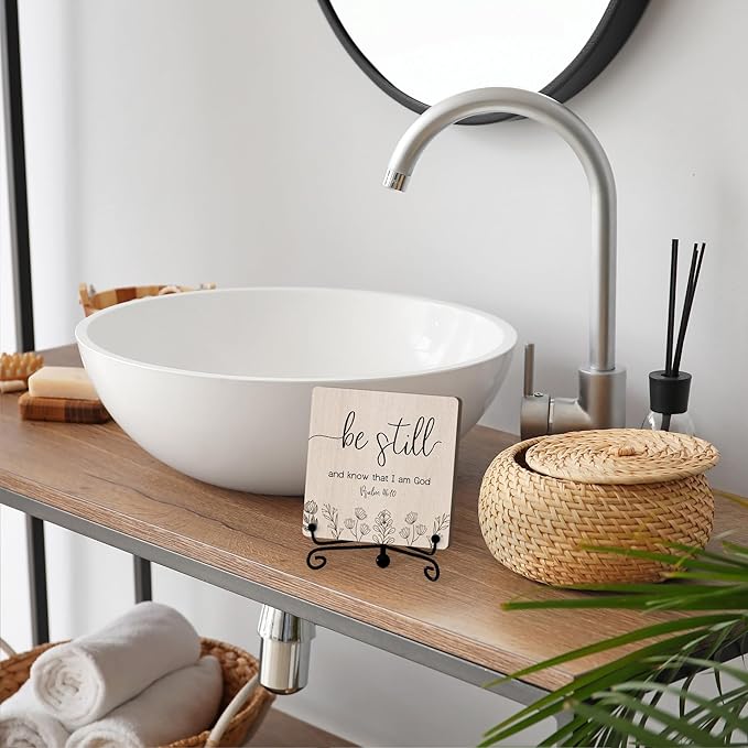 Home Decor, Farmhouse Be Still And Know That I Am God Shelf Decor For Living Room, Christian Gifts For Women Men, Entryway Tv Stand Fireplace Mantle Coffee Table Decoration (Still-15)