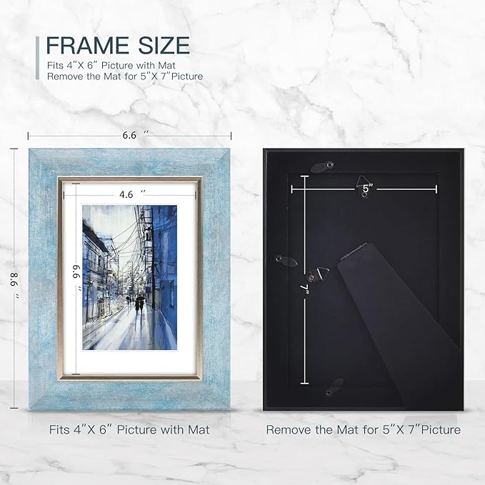 XUANLUO 5x7 Picture Frames Set of 4 Rustic Retro Photo Frame with HD Plastic Cover for Wall Mount and Tabletop Display Family Friends Wedding Gift
