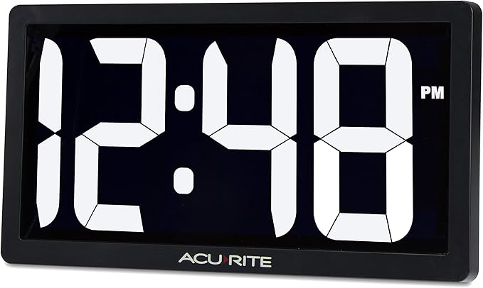 AcuRite 75114M 10-inch LED Digital Clock with Auto Dimming Brightness, White