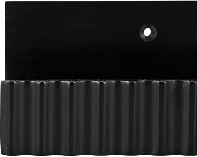 Kate and Laurel Furrow Modern Wood Photo Display Ledges; Set of 2; 24 Inches; Black; Scalloped Floating Picture Ledge Shelf Set with Lip for Use as Nursery Book Shelves or Gallery Wall Decor