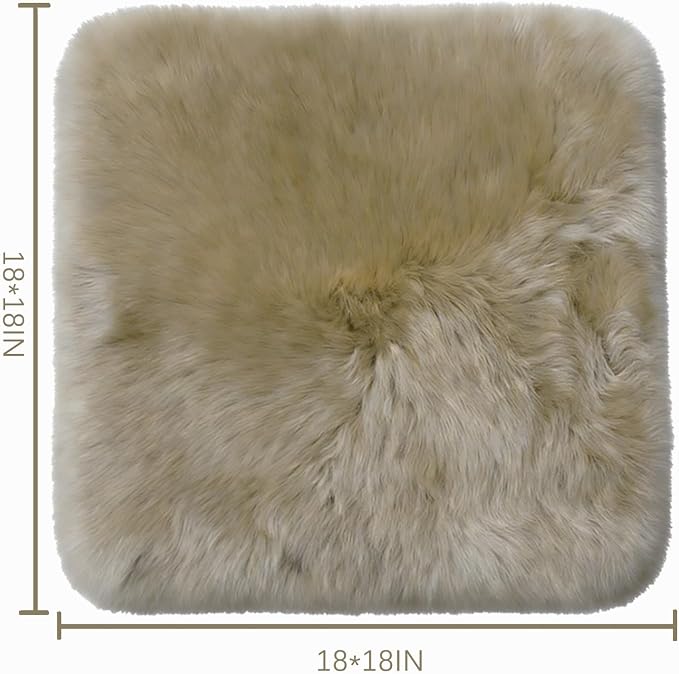 Luxury Beauty 4Pack Real Sheepskin Chair Pad 18"*18" Cream Coffee | Protect Chair From Damage Sheepskin Chair Seat Cushion Decorative Chair For Office Dressing Table Sofa Dining Car Seat Cover