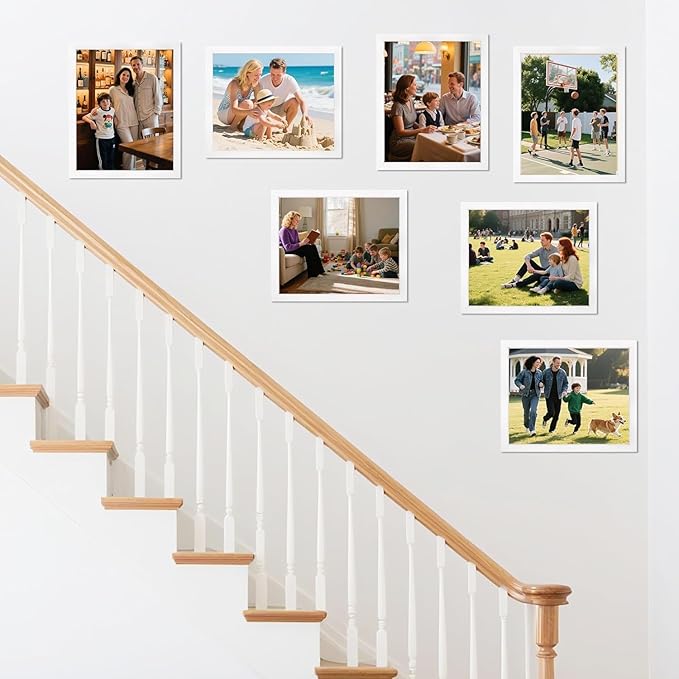 11x17 Picture Frame, Vertical or Horizontal Wall Hanging Frame for Photos, Posters & Art Prints, Display Pictures 9x15 with Mat or 11 x 17 Without, White Frame with Clear Plexiglass, 2 Pack