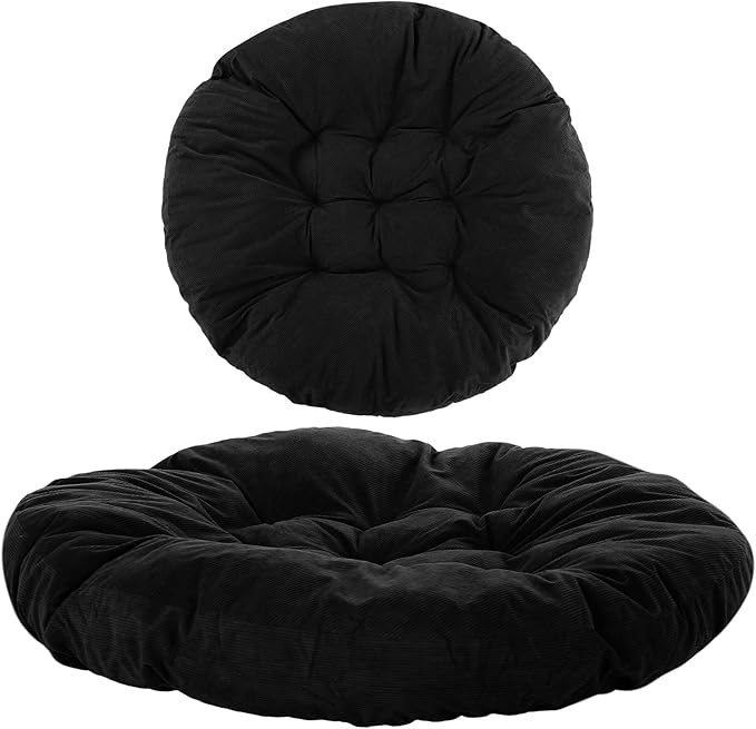 Funnymoom 35" Large Floor Cushion Round Meditation Floor Pillow Papasan Swing Cushion for Adults Oversized Playroom Pillows Reading Nook Big Pillow for Yoga Living Room Sofa Balcony(Black, Classic)